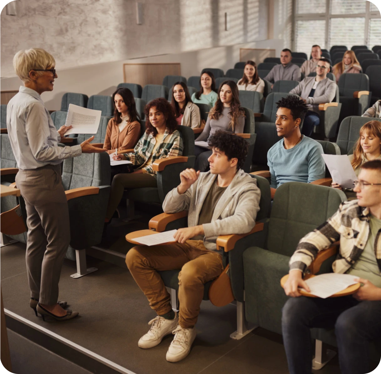 Students attentively listening to a lecture