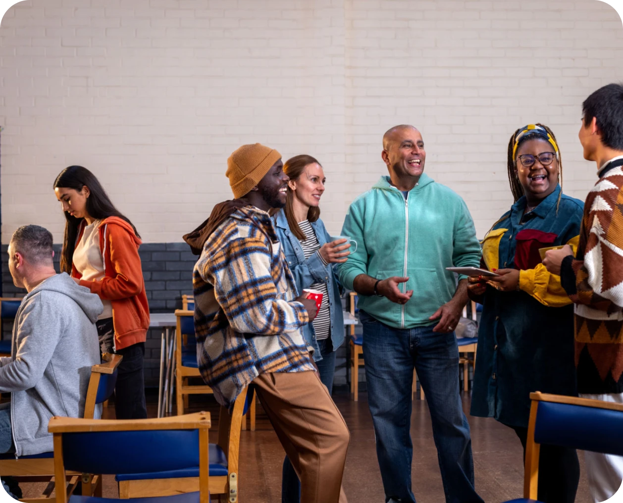 People socializing in a community center