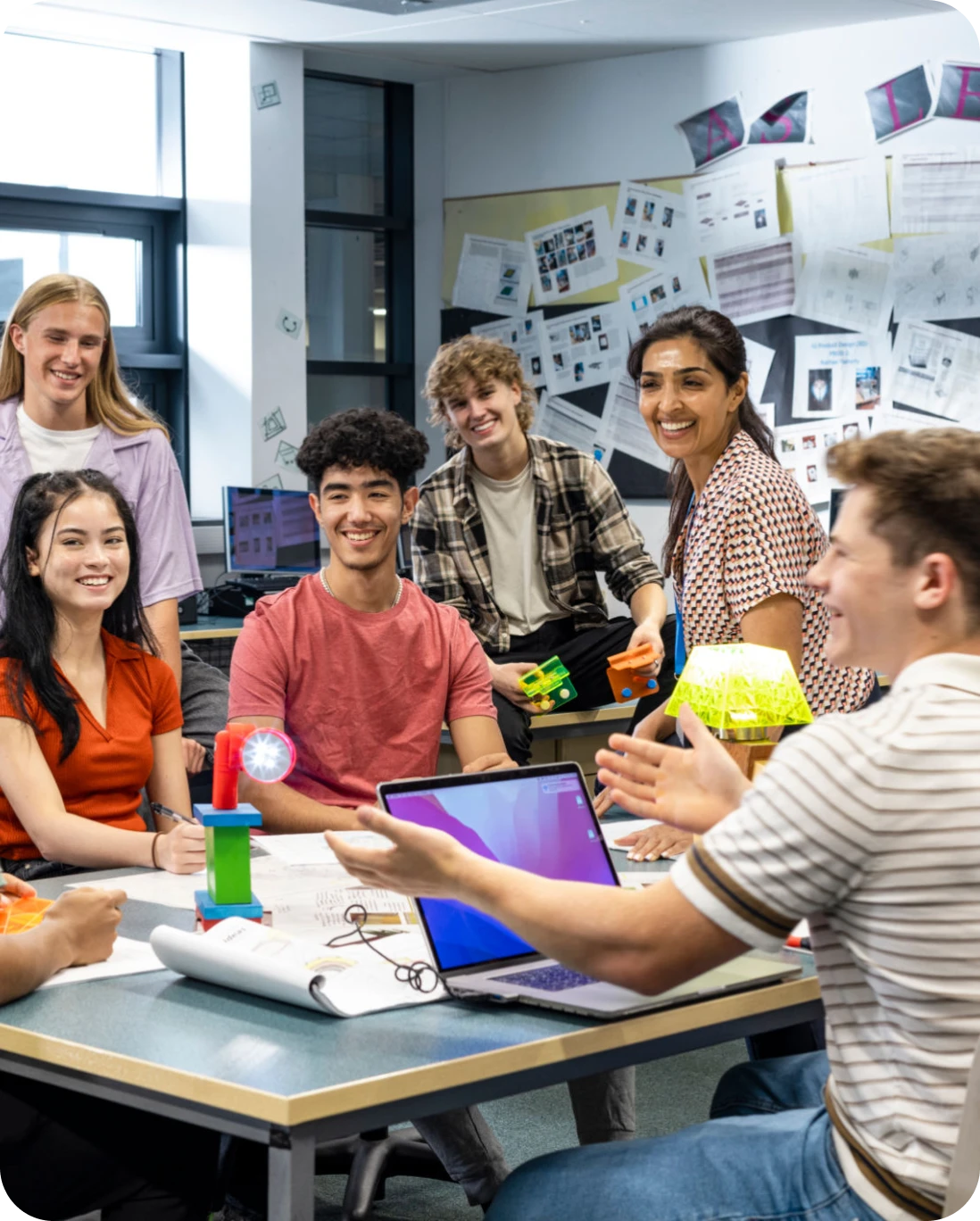 Students collaborating in a classroom