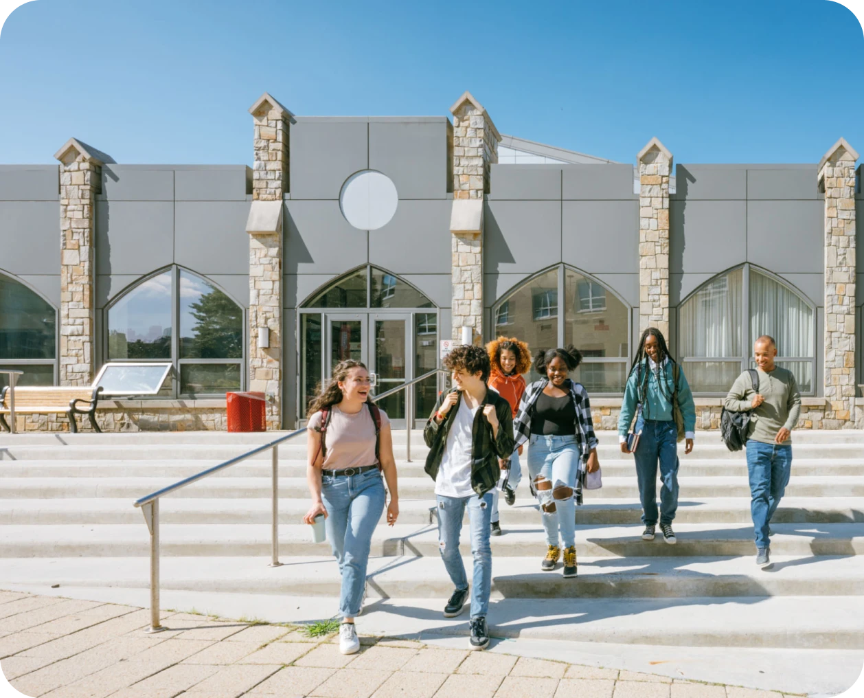 Group of people outside modern building