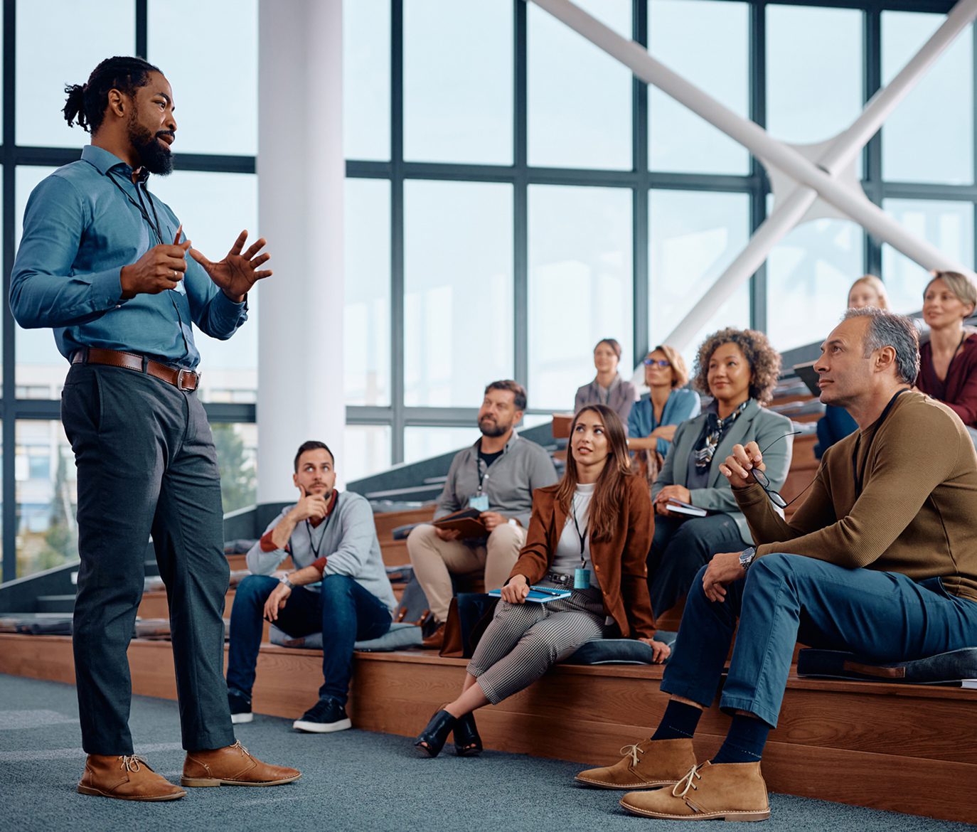 Team meeting with diverse group