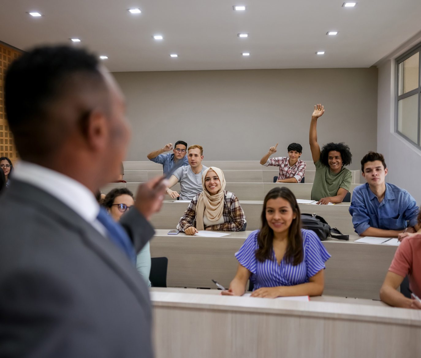 Classroom discussion with diverse students