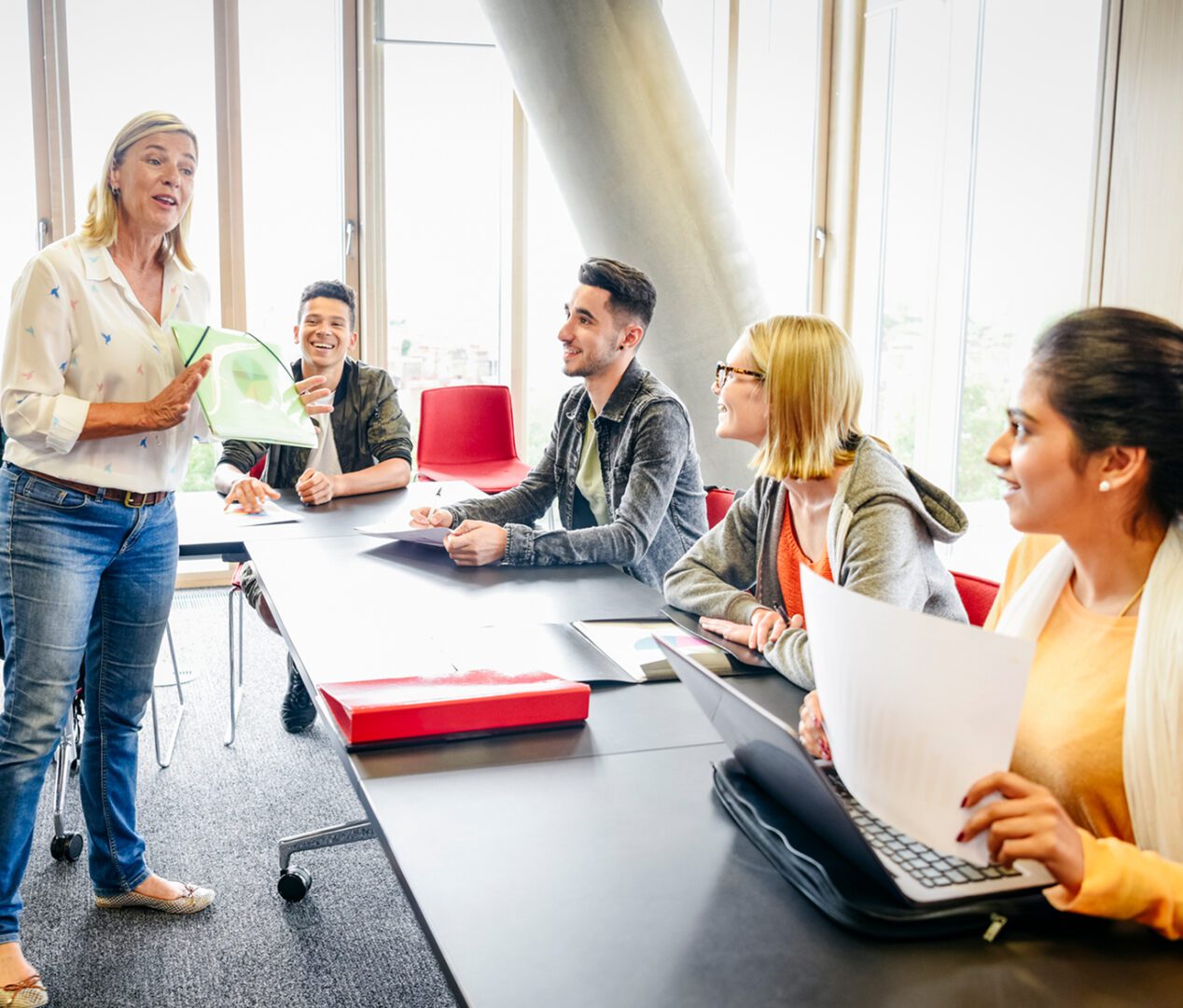 Classroom discussion with engaged students
